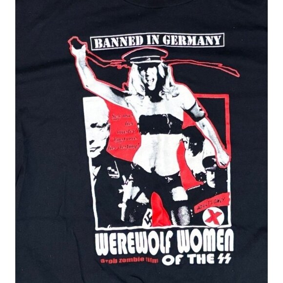 Banned In Germany Womens Liberation Black Graphic T-Shirt Next Level Size XL - Picture 2 of 4